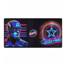 Marvel Captain America Neon Shield Logo Typography Glow Art Mouse Pad Desk Mats picture