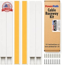 Cord Hider Wall 94in Starter Kit, 6 Pack 15.7in Paintable Cable Raceway picture