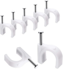 100 Pcs 10mm Cable Clips with Steel Nails, Wire Management Organizer Coax CAT6 picture