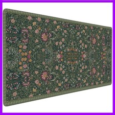 Dark Green Floral XXL Desk Mat, Extra Large Mouse Pad with Anti-Slip Base & S... picture