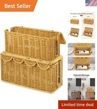 Versatile 2PCS Rattan Cord Organizer - Safe Cable Storage for Home & Office picture