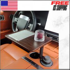 Car Desk For Laptop 360° Rotating Cup Holder Table Wood Tray Steering Wheel 1PC picture