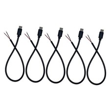 20AWG USB C Male 2-Pin Bare Wire Open-End 5V 5A 1FT USB Type C Male Black 5PCS picture