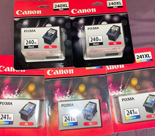 Canon PIXMA Genuine 240XL Black & 241XL Color Inkjet Ink Cartridges 5 total picture