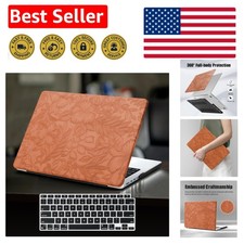 Stylish Brown Leather Hard Case for MacBook Pro 14 inch M5-M1 with Keyboard C... picture
