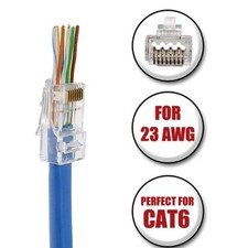 50pcs RJ45 CAT6 Modular Plug Network Connector 6μ Gold-Plated for Ethernet Cable picture