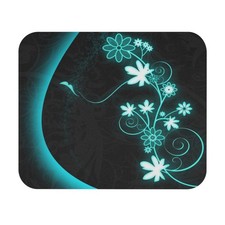 Teal Floral Swirl Mouse Pad | Rectangle Computer Desk Mat picture