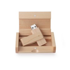 Wooden USB 2.0 Flash Drive, Rotate USB Memory Stick with Keychain, Thumb Driv... picture