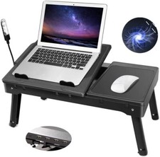 Foldable Laptop Table Tray Desk Tablet Desk Stand Bed Sofa Couch W/Cooling Fan picture