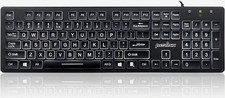 Perixx PERIBOARD-317 Wired Backlit USB Keyboard, Big Print Letter with White Ill picture