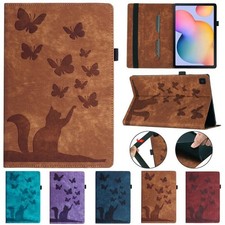 Cat Butterfly Leather Card Tablet Case For Samsung Tab A7 A8 A9 S6 S7 S8 S9 S10 picture