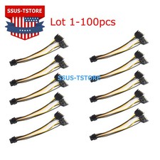 Lot Dual 15Pin SATA Male to PCIe 8Pin (6+2) Video Card Power Adapter Cable 20cm picture