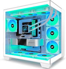 White ATX Gaming Case (6 ARGB Fans) - Panoramic View, Water Cooling, C690 picture