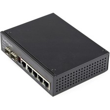StarTech Industrial 6 Port Gigabit Ethernet Switch 4 PoE RJ45 +2 SFP Slots 30W picture