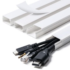 58in Cord Hider Cable Cover Wire Management Raceway 4X 14.5in White picture