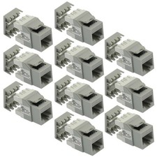10x Cat6 RJ45 Ethernet LAN Network Keystone Jack 180° Degree 110 Punch Down Gray picture