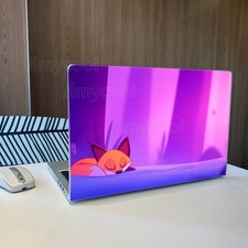 Cute Sleeping Fox Purple Gradient Decor Minimalist Cartoon Laptop Skin picture