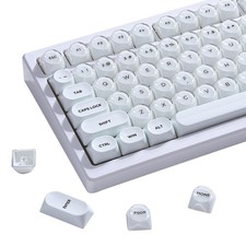 PBT MOA Profile White Jelly Keycaps 129 Keys Custom MX Switches Fits 60100% picture