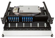 48 Fiber 2RU Rack Mount w/ 24 LC/UPC Duplex Adapters, Singlemode Pigtails & Tray picture