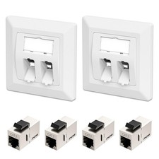2x Keystone Socket Network Socket Surface Mounted or Flush Mount + 4x CAT7 Keystone Module... picture