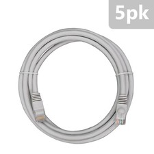 RJ45 Cat 5e Cat5e Network Cable - 7Ft - Gray - 5 pack picture