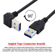 NFHK Angled USB 3.0 Type-A Male to Straight 3.0 Type-A Male Data 5Gbps Cable picture