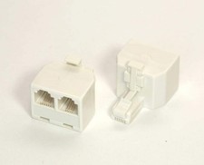 Phone LINE Splitter RJ11 DUPLEX Connector 1M to 2F White picture