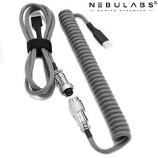 Custom Coiled Aviator GX16 USB-C Mechanical Gaming Keyboard Cable - DARK GRAY picture