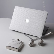 Wide White Woven Braided PU Leather Shell Case Cover For Apple MacBook Air Pro picture