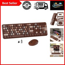 Colorful Wireless Computer Keyboard and Mouse Combo Coffee-Colorful picture