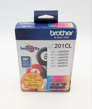New Genuine Brother LC201 Cyan Magenta Yellow 3PK Ink Cartridges (READ) picture
