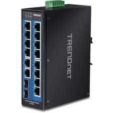 TRENDnet 16-Port Hardened Industrial Unmanaged Gigabit DIN-Rail Switch, Black picture