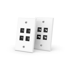 RUIPRO MPO Fiber Keystone Wall Plate Single Gang 4-Port 2-Pack picture