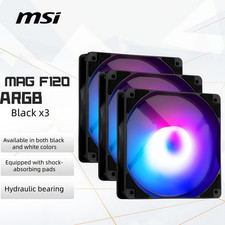 MSI MAG F120 ARGB-3RB 120mm Reverse Blade PC Case Fan 3-Pack Black picture