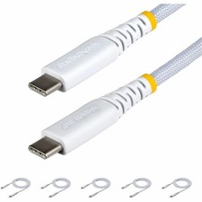 StarTech 5-Pack 3ft 91cm White USB-C Charging Cable 60W 3A PD Dual-Layer Braided picture