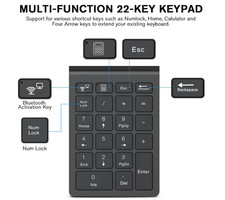Bluetooth Number Pads Numeric Keypad Numpad 22 Keys Portable Wireless picture