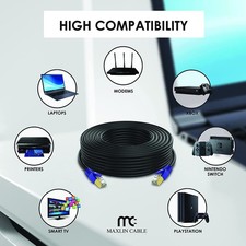 MAXLIN CABLE 150ft Cat 7 Ethernet Cable RJ45 600MHz Indoor/Outdoor NEW picture