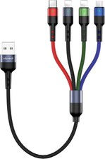 USAMS 2Pack Multi Charging Cable Nylon Braided Short 1FT 4 1ft, Multicolored  picture