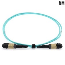 5M 12 Fiber MPO UPC Female to Female Multi Mode Fiber Optic Patch Cable OM3 Aqua picture