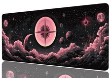 31.5x11.8 Inch Pink Celestial Gaming Desk Mat Moon Planet Galaxy Mouse Pad picture