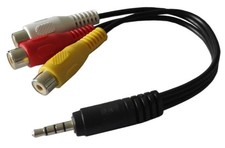3.5mm 4 Conductor TRRS MALE to 3 RCA FEMALE L/R Audio & Video Adapter Cable picture
