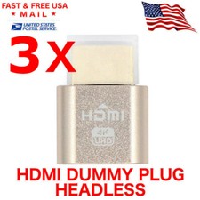 3 X HDMI dummy plug Display Emulator Headless Ghost 1920x1080 4K Mining Server picture