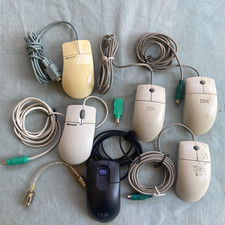 90s Retro Mouse Lot IBM 12J3618 MO09BO Microsoft Intellimouse Scroll Ball PS/2 picture