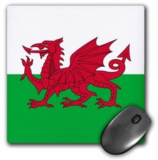 3dRose Flag of Wales Red Dragon White Green 8x8 Mouse Pad UK picture