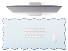 Large Scalloped Desk Mat Waterproof Non Slip Cute Table Pad Blue picture