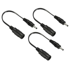 3Pcs DC 5.5x2.1mm Female to 3x1.1mm Male Extension Cable Adapter Cord Black picture