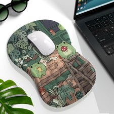 Cute Frog Ergonomic Pad with Wrist Rest Kawaii Green Decor Pain Mat, Ergonomi... picture