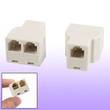 2pcs 2 Way RJ11 6P4C 1 to 2 Female Telephone Line Splitter Landline Connector picture