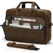 Mens Laptop Bag 16 Inch Leather Briefcase Vintage Messenger Bag for Men Large picture