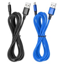 2Pcs Controller Charger Cable, 6Ft USB A to Micro USB Fast Charging, Blue/Black picture